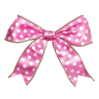 Generated Ai A close up of a pink bow with white polka dots png