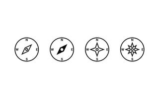 compass icon arrow map outline design on white background vector