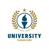 university logo design concept idea with torch flame vector