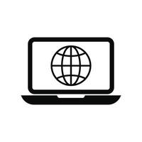 globe icon on internet button on white background vector