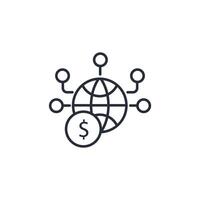 global dollar icon. .Editable stroke.linear style sign for use web design,logo.Symbol illustration. vector
