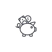 Piggy bank icon. .Editable stroke.linear style sign for use web design,logo.Symbol illustration. vector