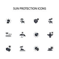 Sun protection icon set..Editable stroke.linear style sign for use web design,logo.Symbol illustration. vector