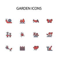 garden icon set..Editable stroke.linear style sign for use web design,logo.Symbol illustration. vector
