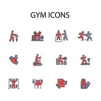 Gym and fitness icon set..Editable stroke.linear style sign for use web design,logo.Symbol illustration. vector