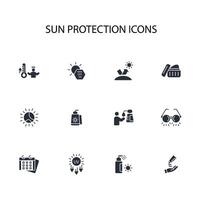 Sun protection icon set..Editable stroke.linear style sign for use web design,logo.Symbol illustration. vector
