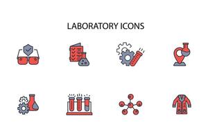 Laboratory icon set..Editable stroke.linear style sign for use web design,logo.Symbol illustration. vector