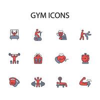 Gym and fitness icon set..Editable stroke.linear style sign for use web design,logo.Symbol illustration. vector