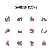 garden icon set..Editable stroke.linear style sign for use web design,logo.Symbol illustration. vector