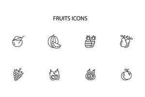 Fruits icon set..Editable stroke.linear style sign for use web design,logo.Symbol illustration. vector