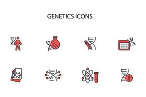 Genetics icon set..Editable stroke.linear style sign for use web design,logo.Symbol illustration. vector