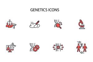 Genetics icon set..Editable stroke.linear style sign for use web design,logo.Symbol illustration. vector
