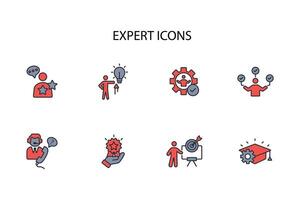 Expert icon set..Editable stroke.linear style sign for use web design,logo.Symbol illustration. vector