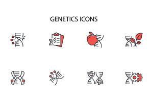 Genetics icon set..Editable stroke.linear style sign for use web design,logo.Symbol illustration. vector