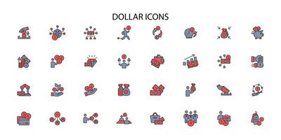 Dollar icon set..Editable stroke.linear style sign for use web design,logo.Symbol illustration. vector
