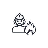 Fireman icon. .Editable stroke.linear style sign for use web design,logo.Symbol illustration. vector