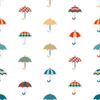Retro swiss style abstract umbrella seamless pattern. Perfect print for textile, paper and fabric. Geometric illustration. vector