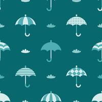 Monochrome umbrella on the cloudy sky seamless pattern. Perfect print for T-shirt, textile and fabric. Simple flat style illustration. vector