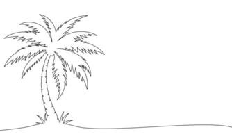 Palm tree one line continuous. Line art tropical tree. Hand drawn art. vector