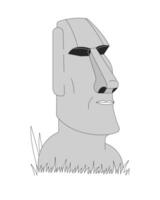 Easter island Moai statue black and white 2D line cartoon object. Rapa nui monument isolated outline item. Ancient sculpture gigantic. World heritage monochromatic flat spot illustration vector