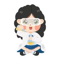 Scientist sitting and conducting an experiment vector