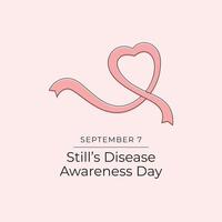 Stills Disease Awareness Day. Line art design. Awareness Month. Red ribbon design. Good for celebration template usage. Continuous line. eps 10. vector