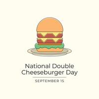 National Double Cheeseburger Day. Line art design. Good for celebration template usage. Continuous line eps 10. vector
