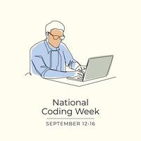 National Coding Week. Line art design. Good for celebration template usage. Continuous line. eps 10. vector