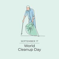 World Cleanup Day. Line art design. Environment design. Good for celebration template usage. Continuous line. eps 10. vector
