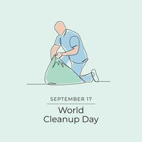 World Cleanup Day. Line art design. Environment design. Good for celebration template usage. Continuous line. eps 10. vector
