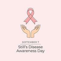 Stills Disease Awareness Day. Line art design. Awareness Month. Red ribbon design. Good for celebration template usage. Continuous line. eps 10. vector