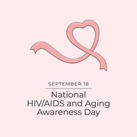 National HIV AIDS and Aging Awareness Day. Line art design. Red ribbon . Good for celebration template usage. Continuous line. eps 10. vector