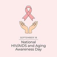 National HIV AIDS and Aging Awareness Day. Line art design. Red ribbon . Good for celebration template usage. Continuous line. eps 10. vector