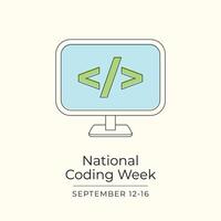 National Coding Week. Line art design. Good for celebration template usage. Continuous line. eps 10. vector