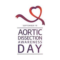 Aortic Dissection Awareness Day. Flat art design. Red ribbon . Good for celebration template usage. eps 10. vector