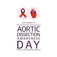 Aortic Dissection Awareness Day. Flat art design. Red ribbon . Good for celebration template usage. eps 10. vector