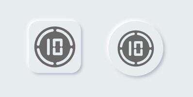 Duration solid icon in neomorphic design style. Countdown signs illustration. vector