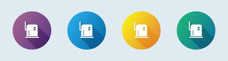 Router solid icon in flat design style. Network connection signs illustration. vector