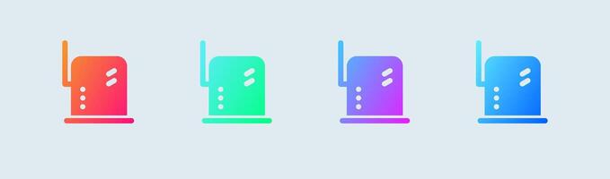 Router solid icon in gradient colors. Network connection signs illustration. vector