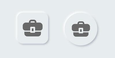 Briefcase solid icon in neomorphic design style. Business signs illustration. vector