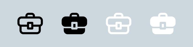 Briefcase icon set in black and white. Business signs illustration. vector