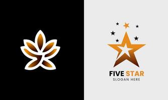 Five star, 5 star flower, five star bird, fly sky company modern unique logo concept sample idea vector