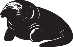 Manatee black silhouette on white backgroun vector