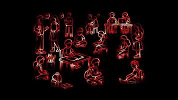 Glowing looping World Population Youth engagement in population issues. neon frame effect, black background. video