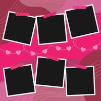Abstract 6 photo frames collage art template background design vector
