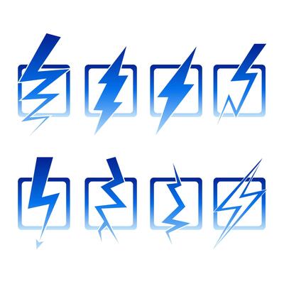 Lightning set, blue color. Lightning icon illustration.