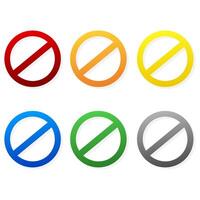 Prohibition signs of different colors isolated on white background for placement inside. illustration vector