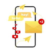 smartphone with bubble text template. Incoming, open messages. illustration vector