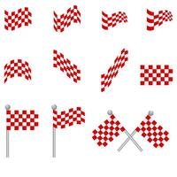 set of checkered flags of red color. illustration. vector
