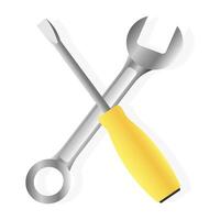 Realistic tool set Screwdriver and wrench. Isolated object. illustration vector